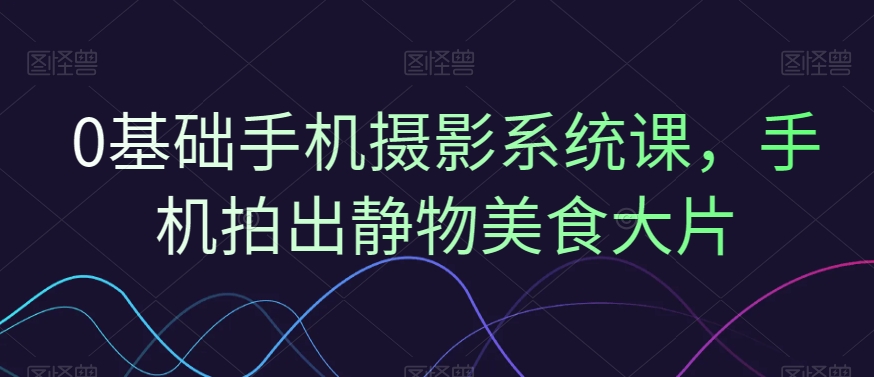 0基础手机摄影系统课，手机拍出静物美食大片-启程资源站