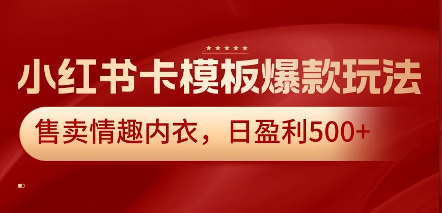 小红书卡模板爆款玩法，售卖情趣内衣，日盈利500+【揭秘】-启程资源站
