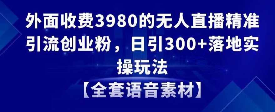 外面收费3980的无人直播精准引流创业粉，日引300+落地实操玩法【全套语音素材】【揭秘】-启程资源站