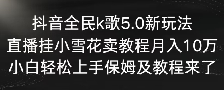 抖音全民k歌5.0新玩法，直播挂小雪花卖教程月入10万，小白轻松上手，保姆及教程来了【揭秘】-启程资源站