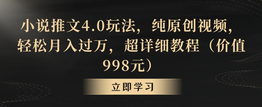 小说推文4.0玩法，纯原创视频，轻松月入过万，超详细教程（价值998元）【揭秘】-启程资源站