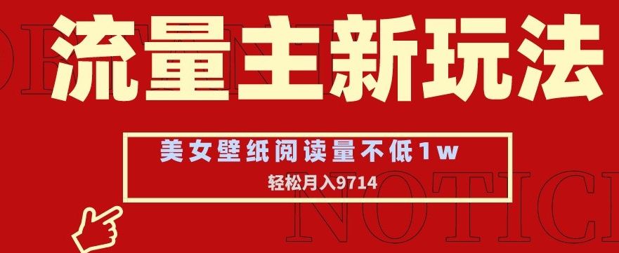 流量主新玩法，美女壁纸和头像，阅读量不低于1w，月入9741【揭秘】-启程资源站