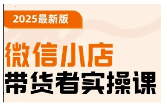 2025最新版微信小店带货者实操课，基础操作到高级运营技巧，快速上手-启程资源站
