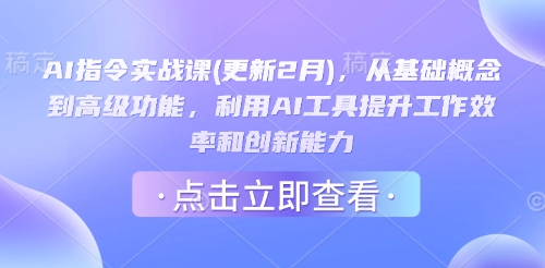 AI指令实战课(更新2月)，从基础概念到高级功能，利用AI工具提升工作效率和创新能力-启程资源站